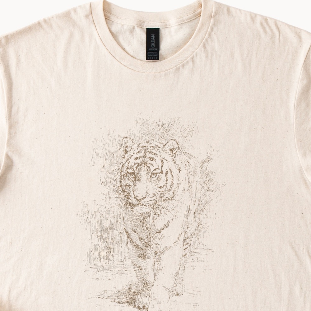 Tiger Sketch Graphic Tee Pen and Ink Wildlife Art